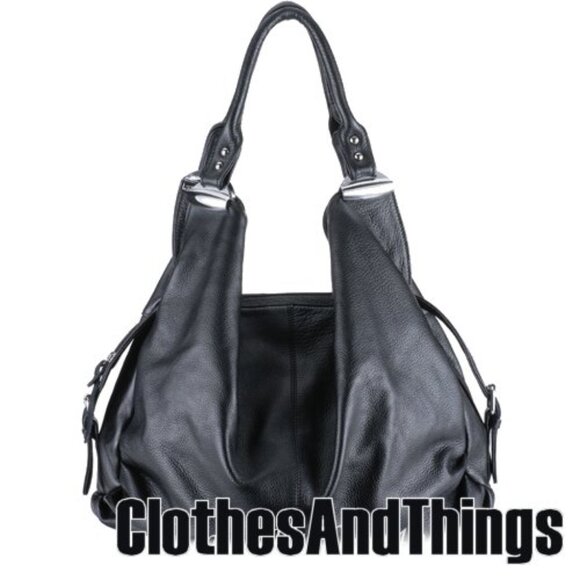 Leather Black Unique Hobo Handbag - NEW - Picture 12 of 13